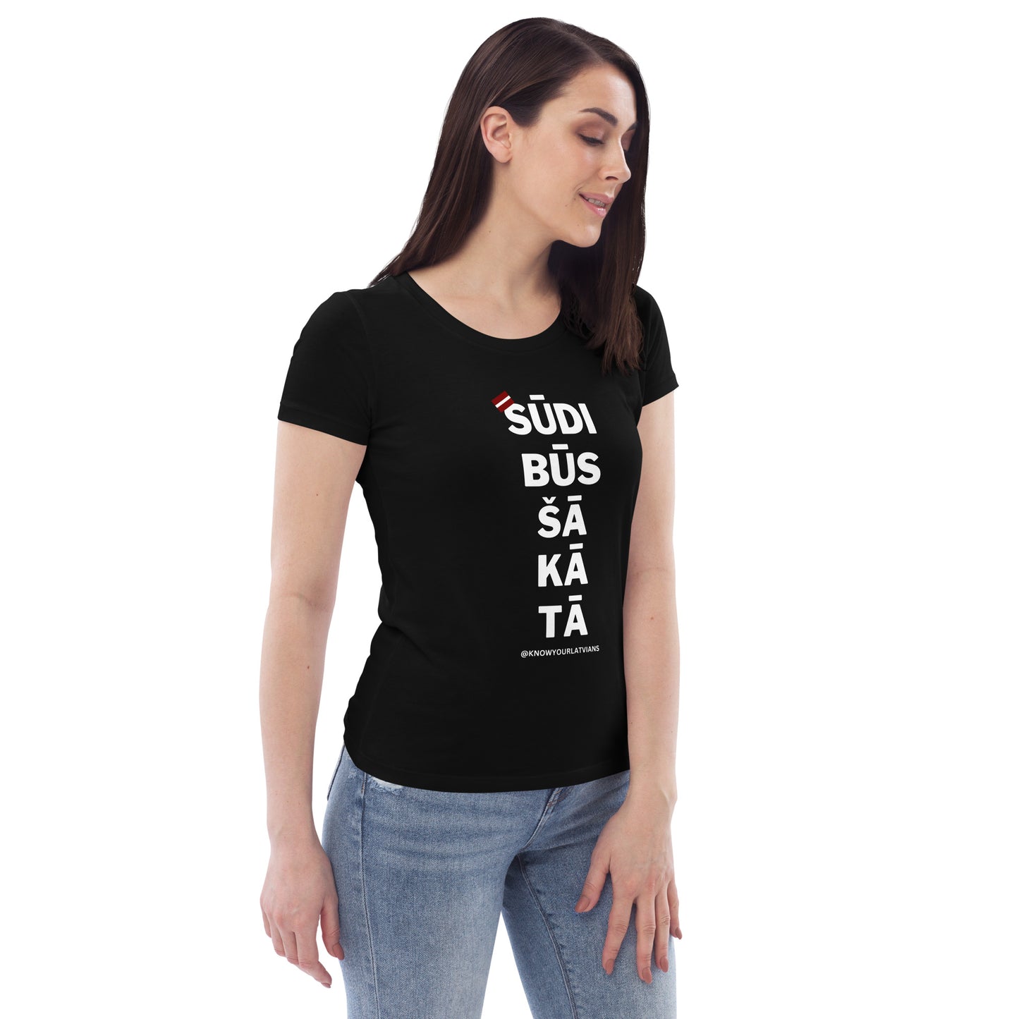 Sūdi Būs Women's fitted dark eco tee